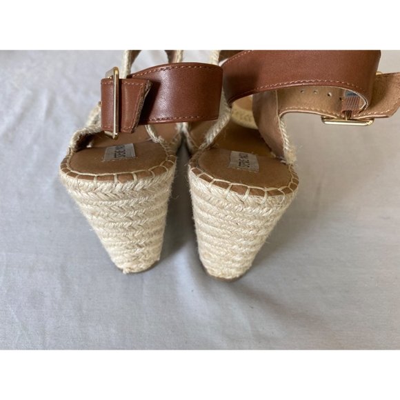 Steve Madden Tan Brown Wedge Ankle Strap Sandals Size 9 - Picture 6 of 9